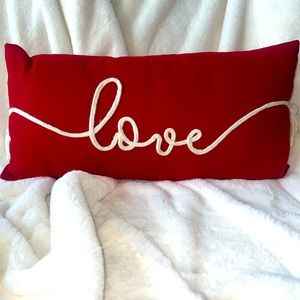 Red “Love” Throw Pillow | Horizontal | Accent Pillow